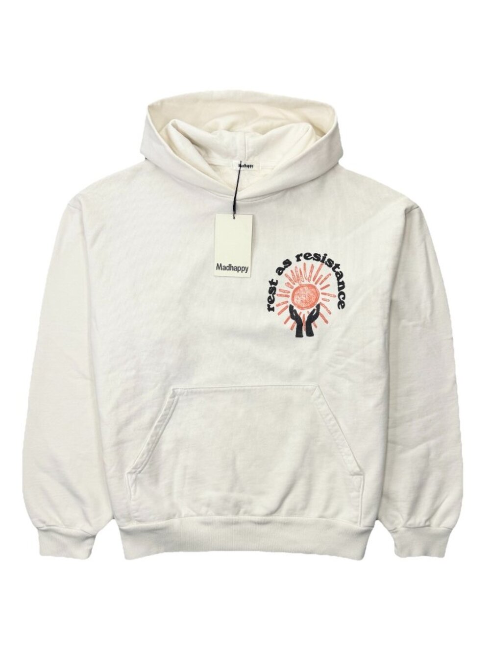 Madhappy Rest As Resistance Graphic Hoodie Sweater Unisex M Cream Black History